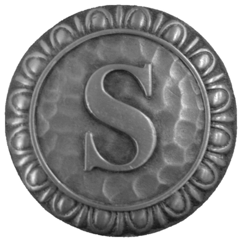 Initial A Knob Antique Brass, Antique Pewter, S