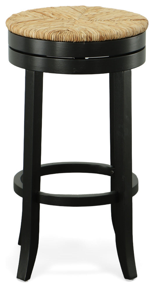 Irving 30" Swivel Rush Seat Bar Stool, Antique Black