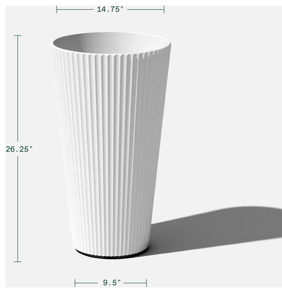 Veradek Demi Series Tall 26" Planter, White, 2 Pack