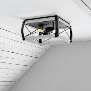 Montclare 13.5" 2 Light Flush Mount Textured Black and White Ash