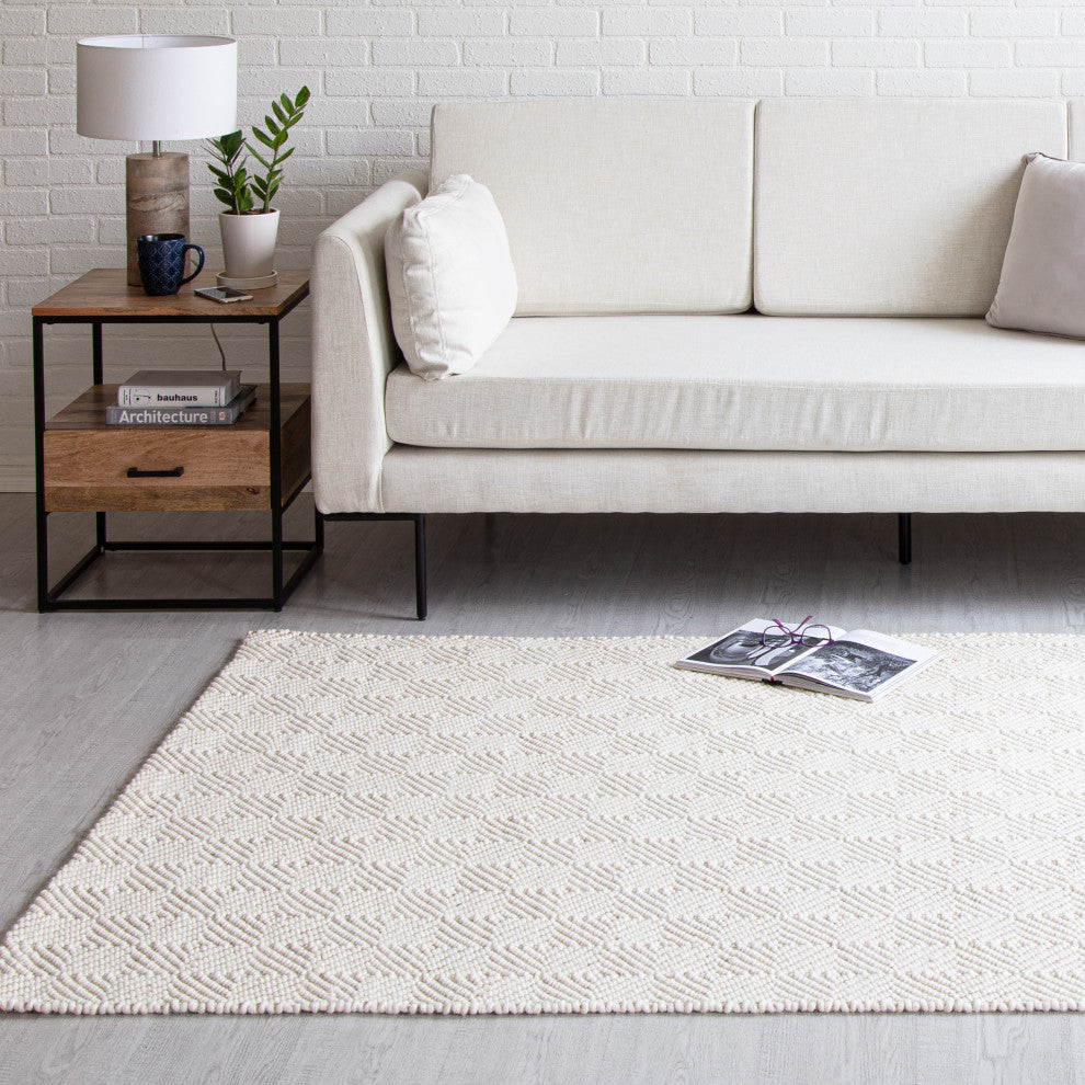 5' x 8' Chillon Natural and Wool Diamond Rectangle Area Rug