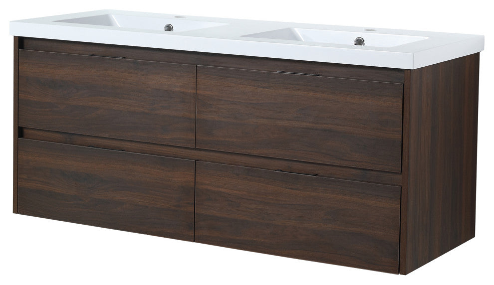 Wall-Mounted Plywood Bath Vanity Set, Integrated Sink