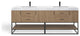 Bahia Bath Vanity, Oak, 84", Matte Black Hardware, Double, Freestanding