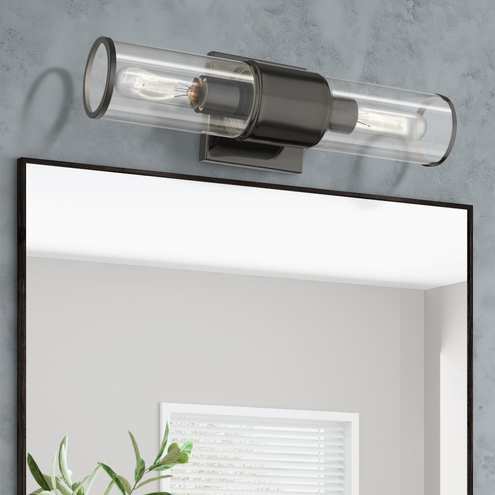 Quincy 2-Light Black Chrome Vanity Sconce