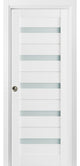 Sliding Pocket Door 28 x 80 Frosted Glass, Quadro 4445 White, Rail