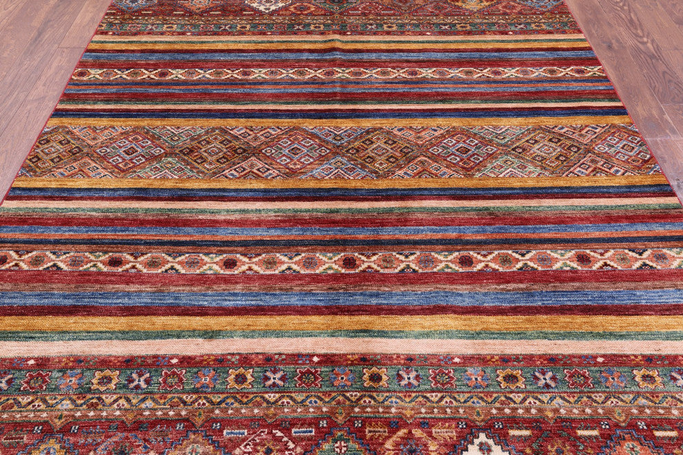 Handmade Khorjin Super Kazak Wool Rug 6' 8" X 9' 10" Q10742
