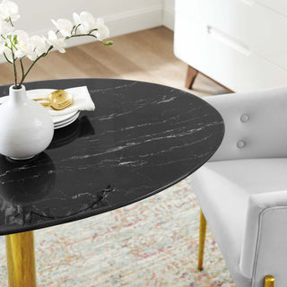 Verne 42" Artificial Marble Dining Table Gold Black