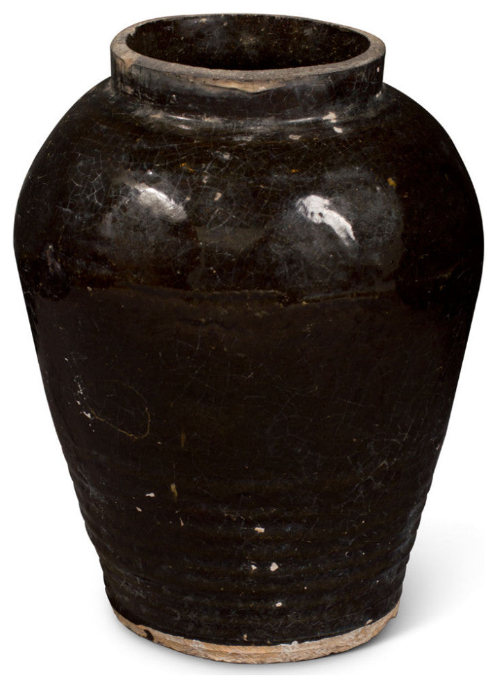 Vintage Village Black Oriental Ceramic Jar