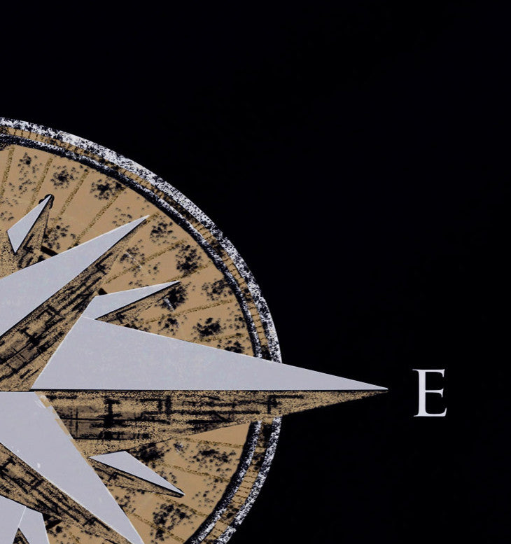 18"x14" Compass, Geometric Print Placemat, Navy Blue, Set of 4