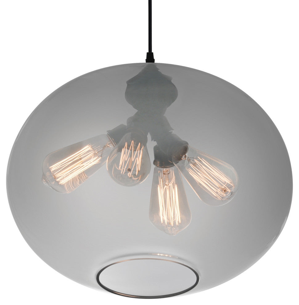 Glass Light Down Mini Pendant, Transparent Smoke, 16 Inches