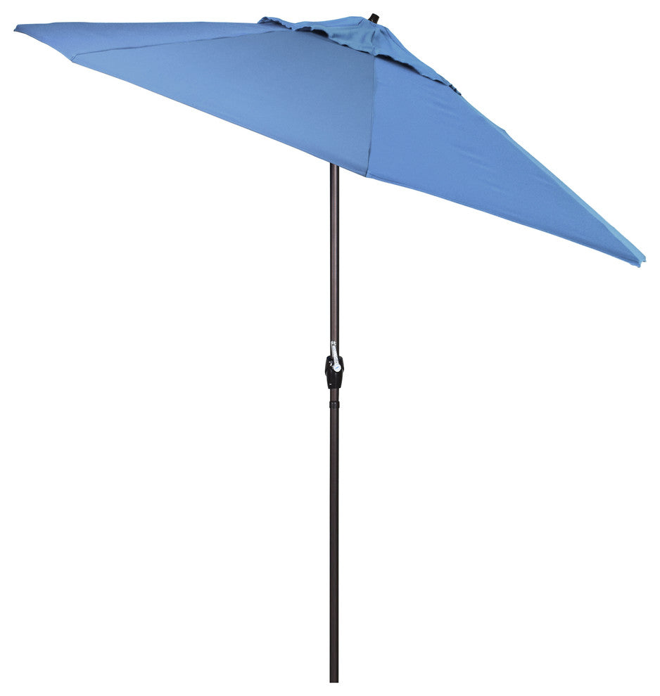 9' Bronze Auto-tilt Crank Lift Aluminum Umbrella, Olefin, Frost Blue