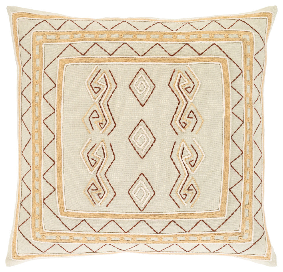 Surya Zulu ZLU-002 20"x20" Pillow Cover, Khaki/Wheat/Beige/Clay