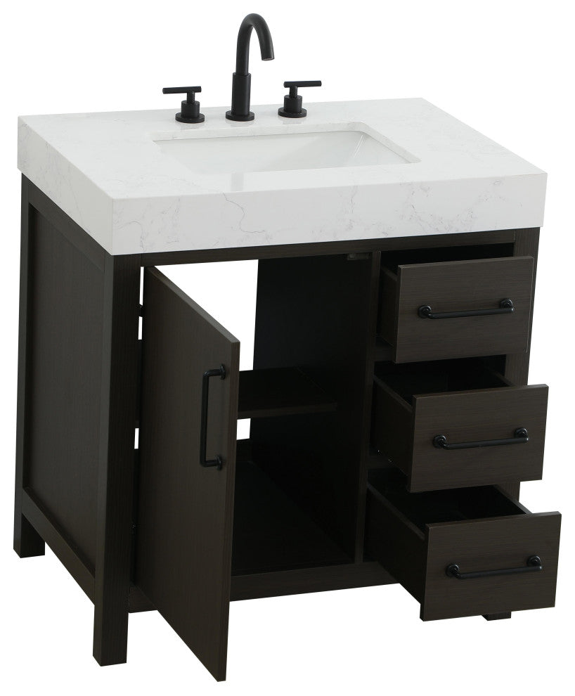 Home Living 32" Single Bathroom Vanity, Mocha Brown