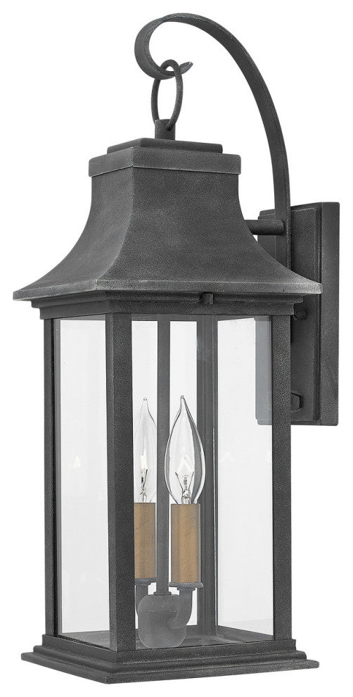 Hinkley Adair Medium Wall Mount Lantern, Aged Zinc