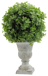 13" Tall Artificial Desktop Potted Eucalyptus Ball with Ceramic Pot, Green