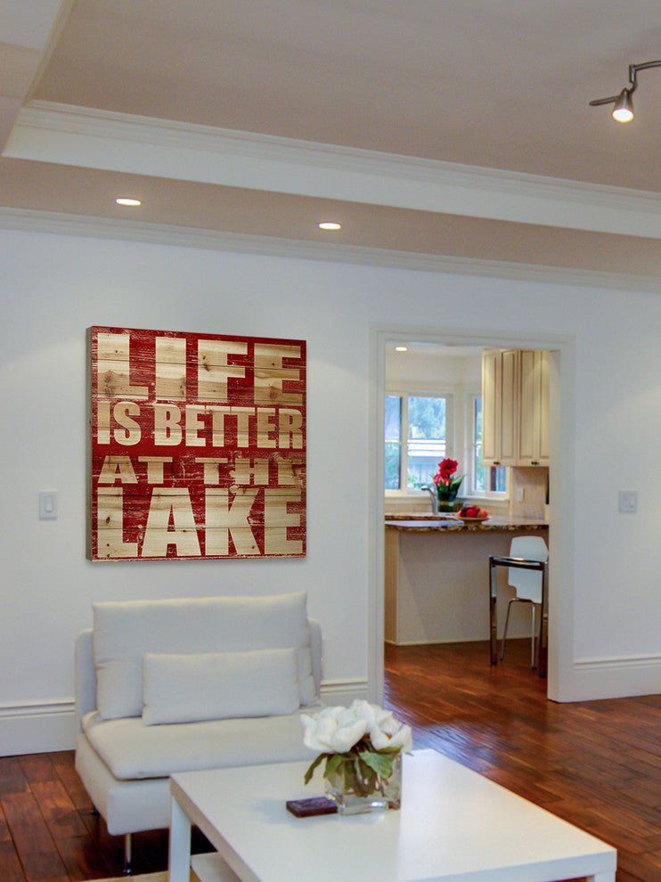 "Life is Better" Print on Wood, 80x80 cm