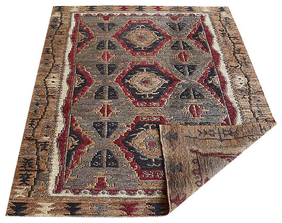 HAND KNOTTED SUMAK JUTE ECO-FRIENDLY SOLID AREA RUGS,Multicolor,Oriental,Outdoor, [Rectangle] 5'x8'