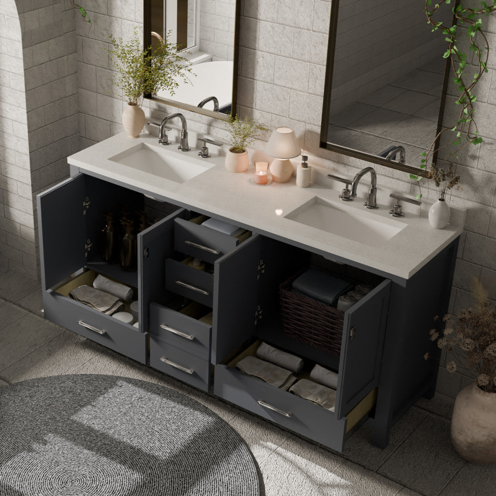 Caroline Avenue 72" Double Bathroom Vanity Set, Gray