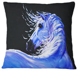 Blue Horse Acrylic Art Abstract Throw Pillow, 16"x16"