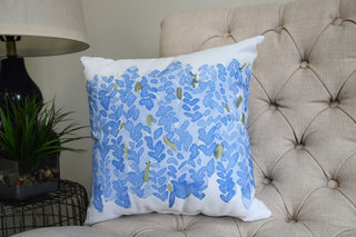 Flower Bell Bunch Decorative Floral Throw Pillow, Blue, 16"