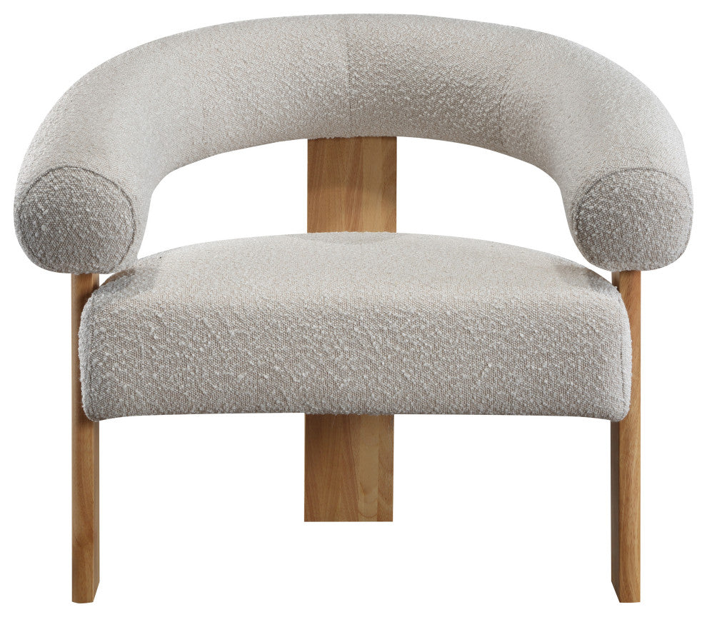 Winston Boucle Fabric Upholstered Accent Chair, Cream