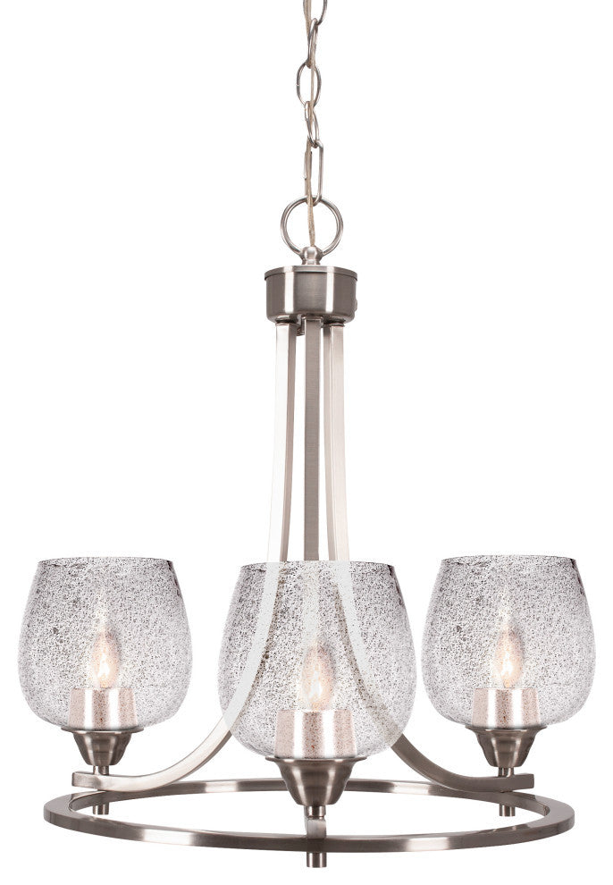 Paramount Uplight 3-Light Chandelier, Brushed Nickel, 6" Smoke Bubble Glass