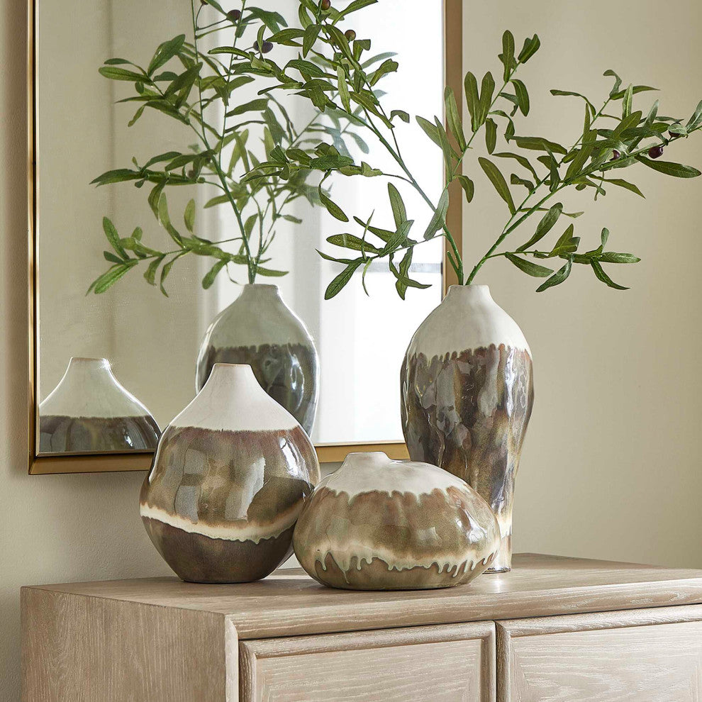 Uttermost Earthflow Glazed Outdoor Vases Set of 3