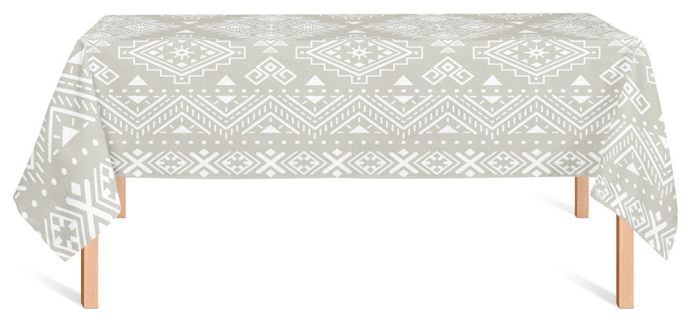 Brown and White Pattern 58x102 Tablecloth