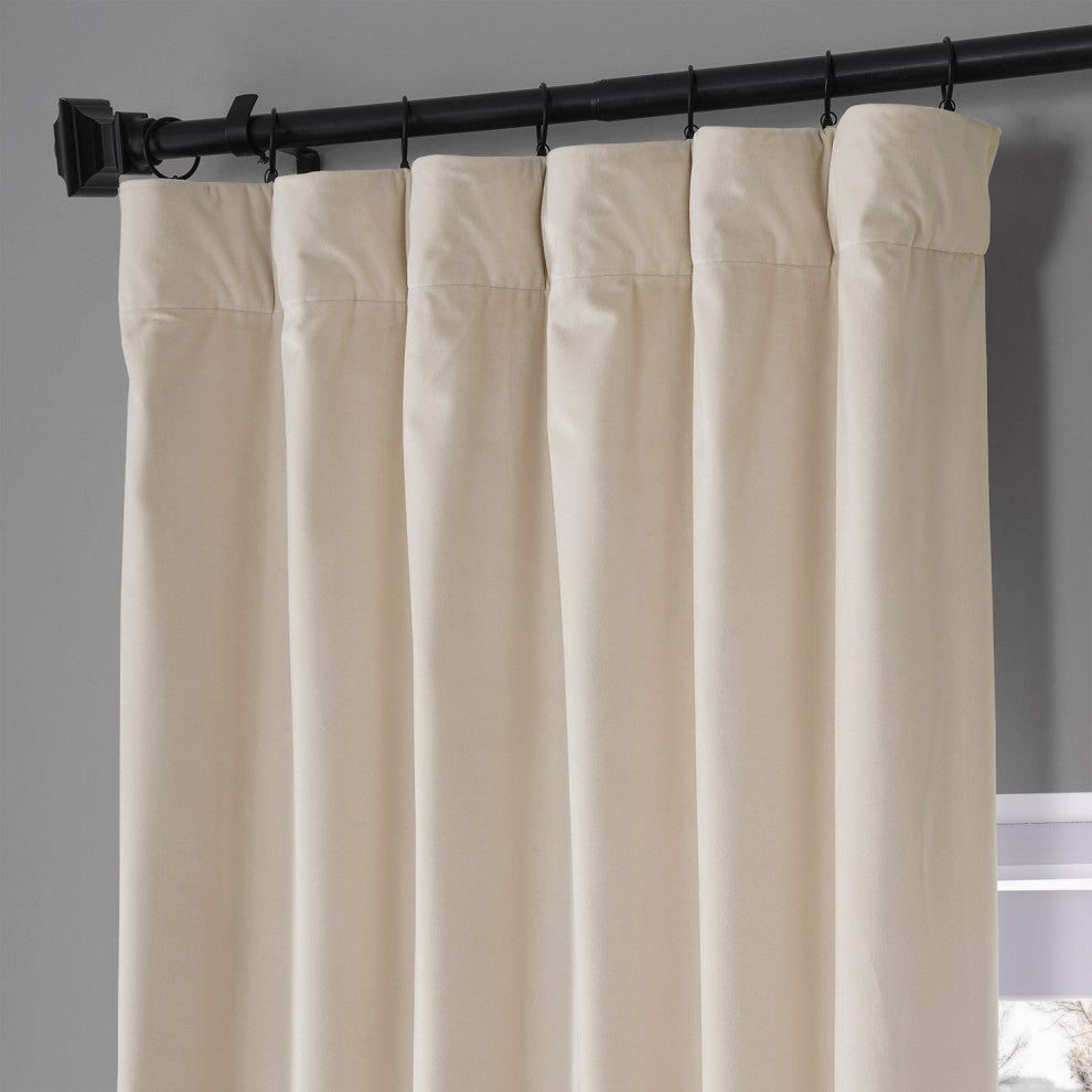 Signature Plush Velvet Blackout Curtain Single Panel, Diva Cream, 50"w X 108"l