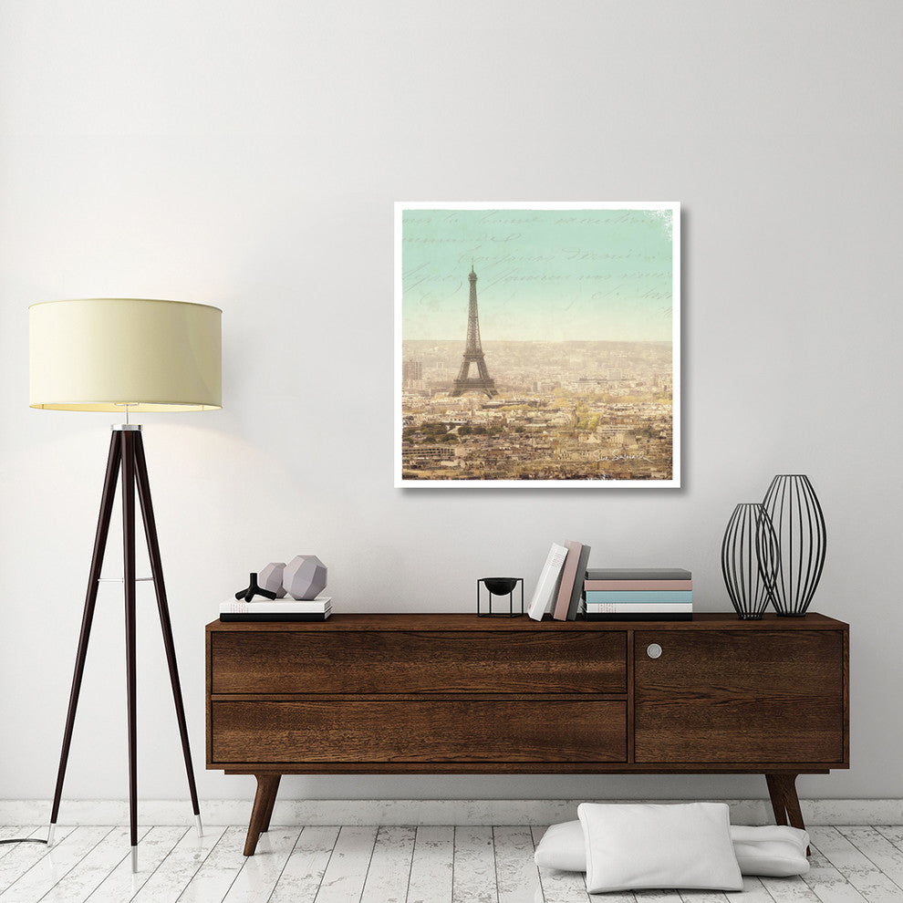 "Eiffel Landscape Letter Blue II" Digital Paper Print by Sue Schlabach, 38"x38"