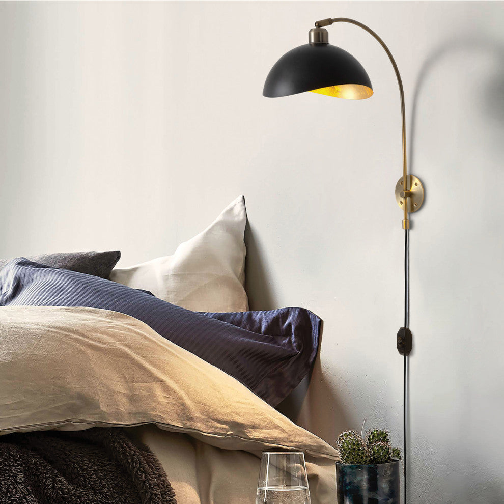 Luna Bella Wall Sconce, Weathered Brass, Matte Black