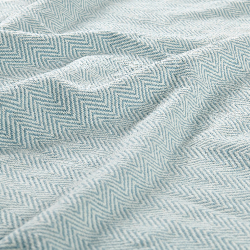 Chevron Knit Woven Throw Blanket, Silver Blue