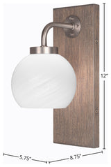 Oxbridge Wall Sconce, Graphite & Painted Distressed Metal, 5.75" White Marble