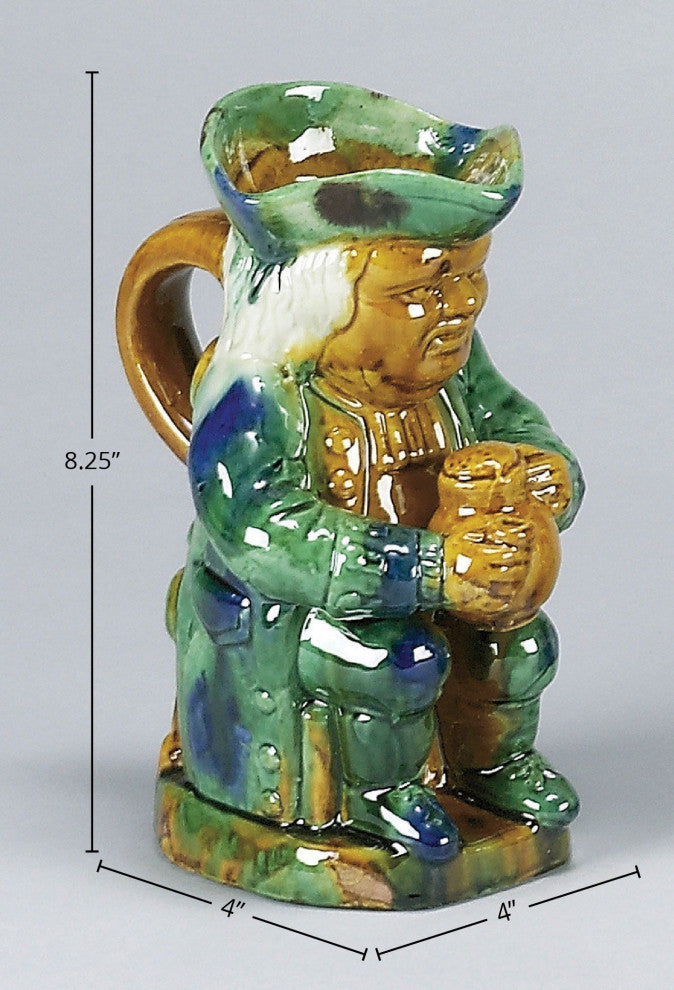 Estevez Ceramic Majolica Style John Bull Figurine, Green