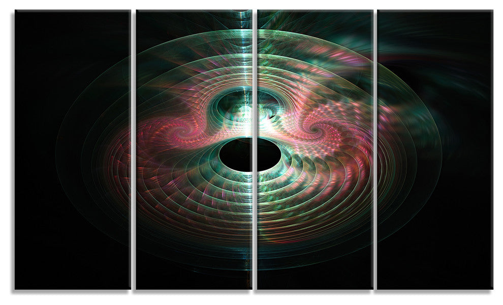 Green Pink Magical Lights, Abstract Art on Canvas, 48"x28", 4 Panels
