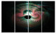 Green Pink Magical Lights, Abstract Art on Canvas, 48"x28", 4 Panels