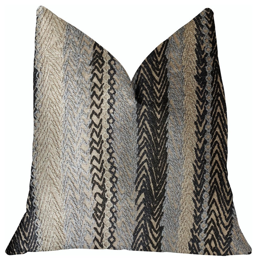 Gray Horizon Blue and Gray Luxury Throw Pillow, 18"x18"