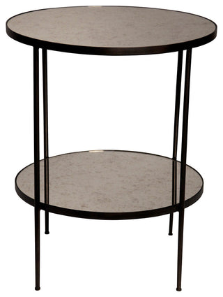 Anna Side Table, Metal and Antiqued Mirror