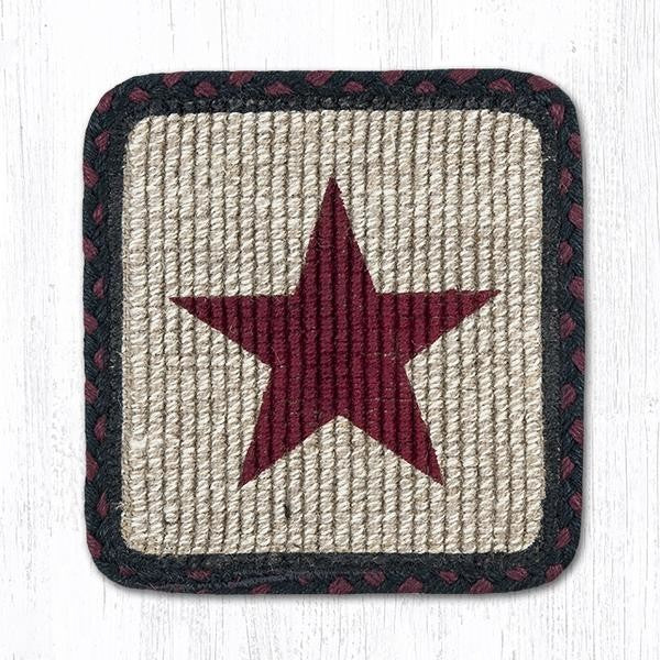Burgundy Star Wicker Weave Trivet 9"x9"