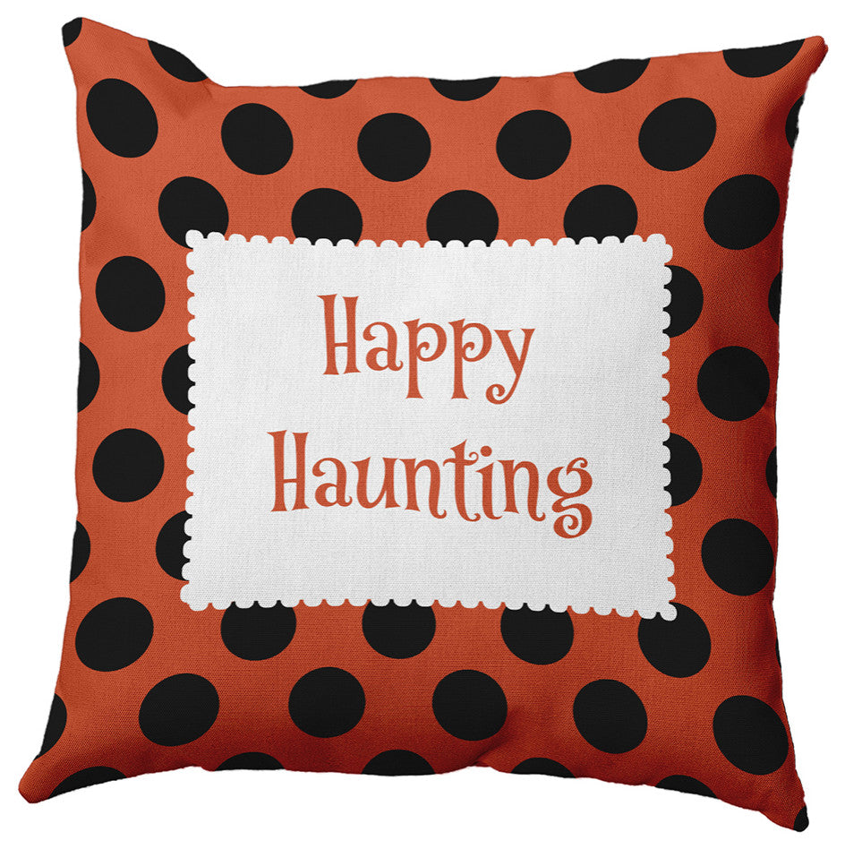 Happy Haunting Dots Accent Pillow, Harvest Orange, 26"x26"