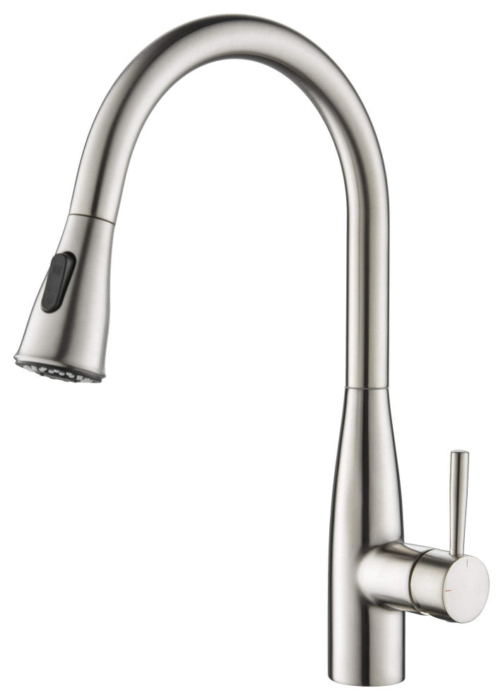 Bari-T Single Handle Pull Down Faucet, Brushed Nickel, With Soap Dispenser