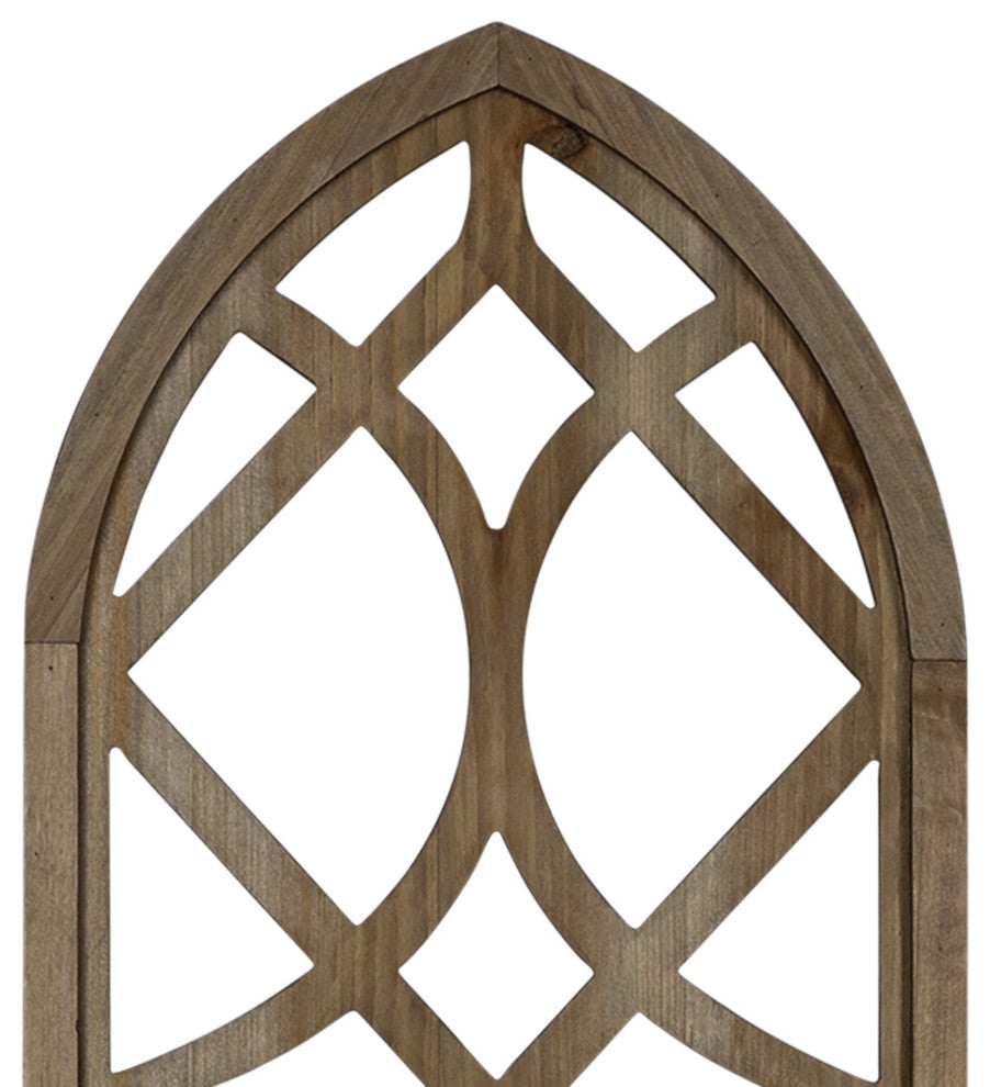Light Brown Wooden Window Panel Wall D"cor