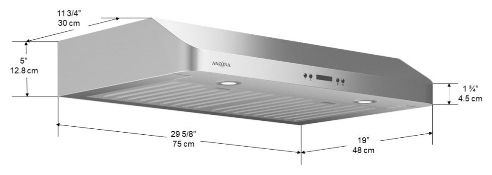 Slim Chef 30" Under Cabinet Range Hood in Stainless Steel
