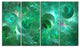 Green Fractal Glass Texture, Abstract Canvas Art Print, 48"x28", 4 Panels
