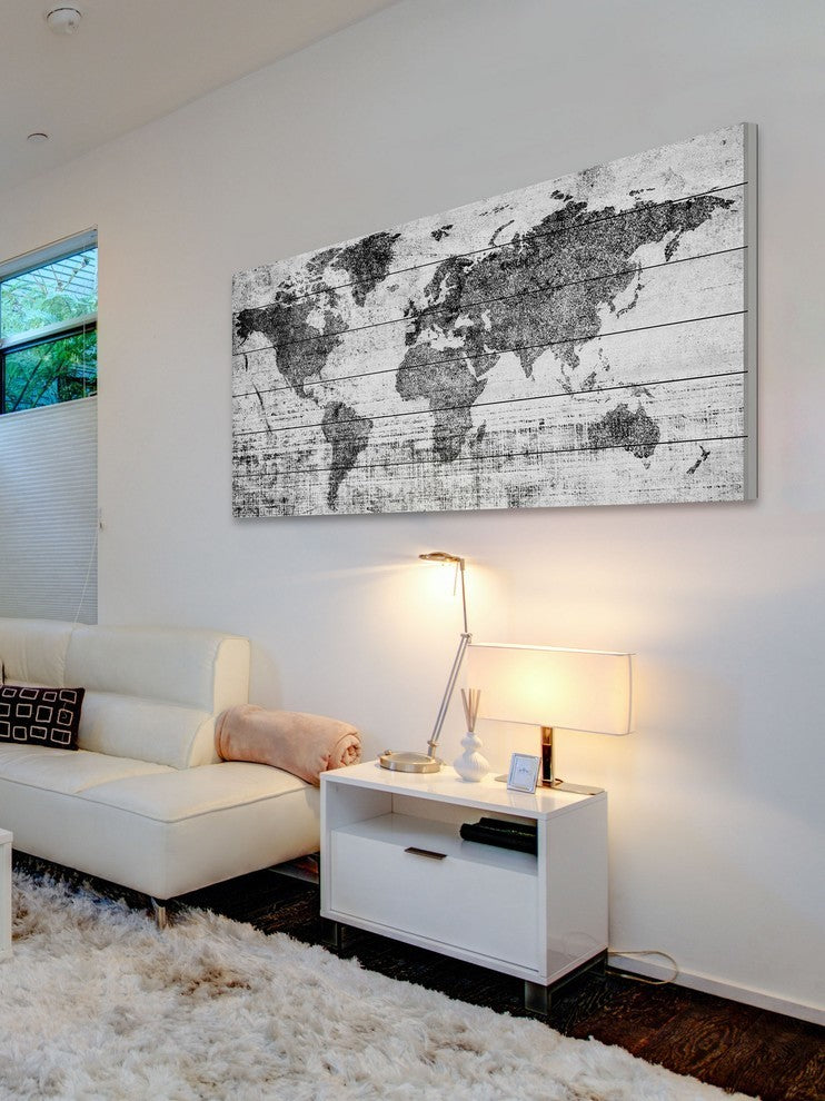 "Lost in the World" Painting Print on White Wood, 40"x20"