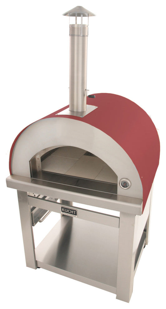 Outdoor Wood Fired Gas Pizza Oven, Red