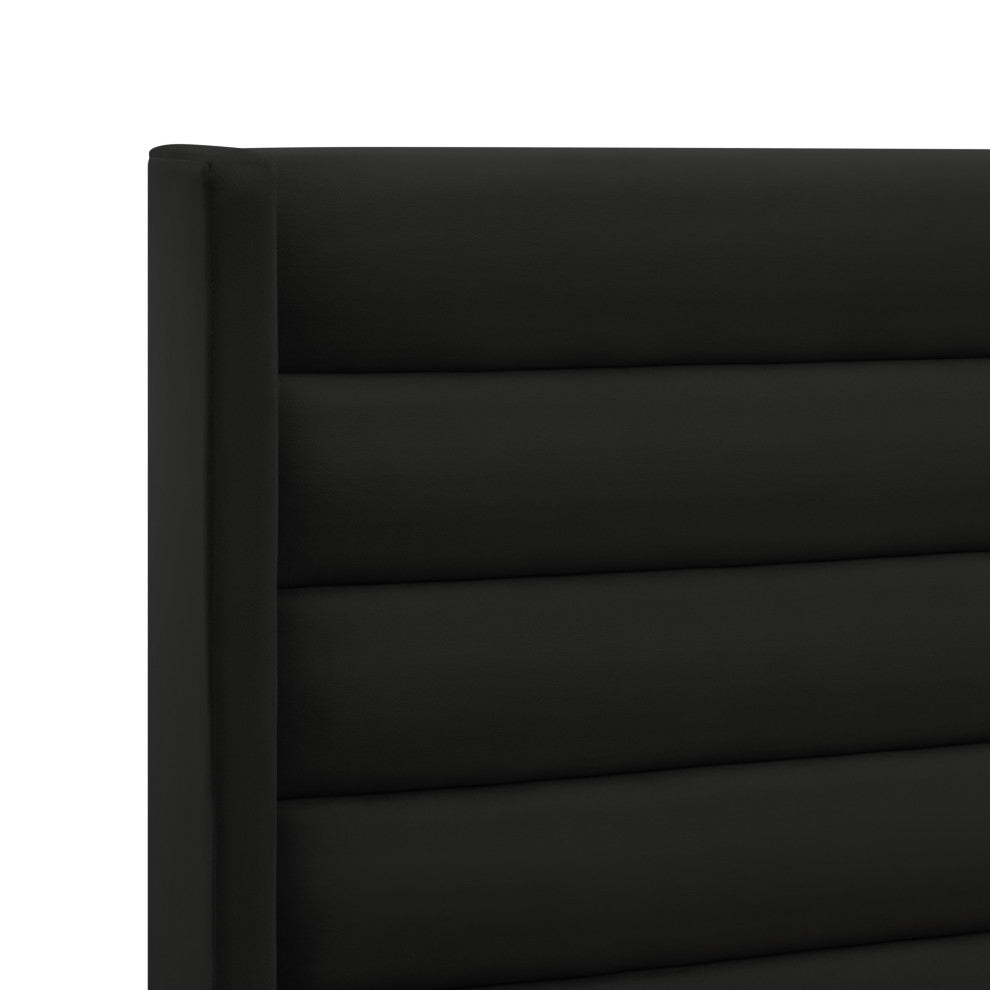 Inspired Home Alessio Bed, Upholstered, Black Velvet King