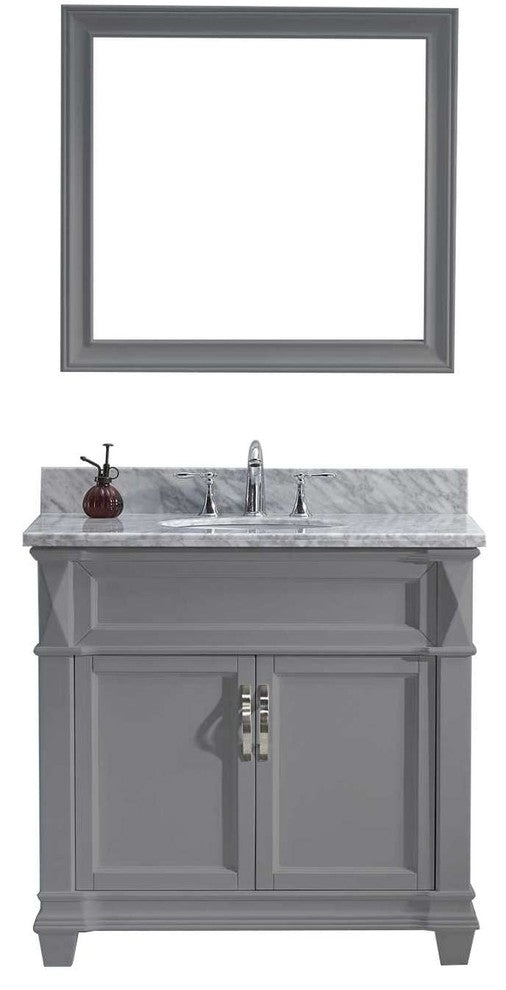 Victoria Single Bathroom Vanity Set Gray With Marble Top With Chrome Faucet 36"