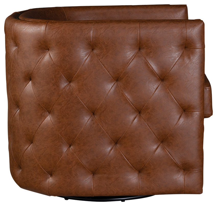 Madison Park Capstone Tufted Barrel Swivel Chair, Brown