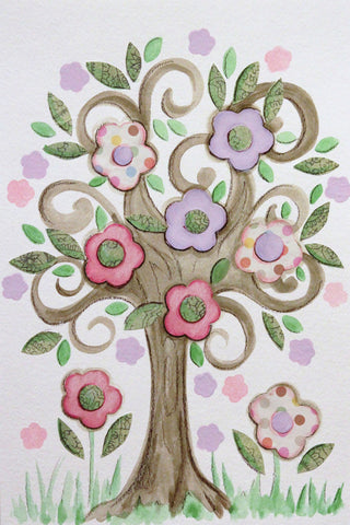 "Collage Tree" by Reesa Qualia Painting Print Wrapped Canvas, 40x60
